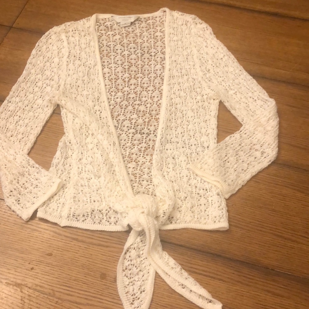 David Dart Sport Lace tie at waist sweater see through summer travel boho SZ M